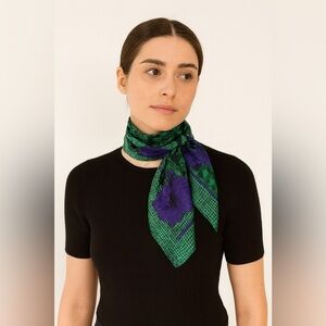 Vintage Christian Dior Paisley Printed Green Scarf